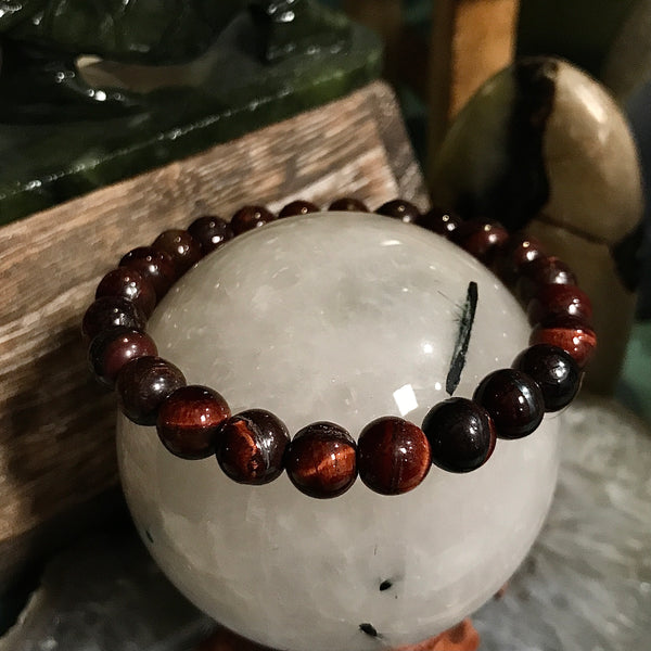 Red Tiger Eye 8mm Stackable Bracelet by Zen Den San Pedro