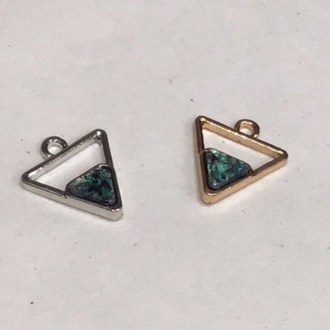 Silver Triangle Abalone Drop Charm