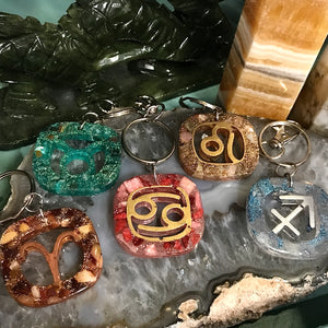 Resin Zodiac Glitter Keychains