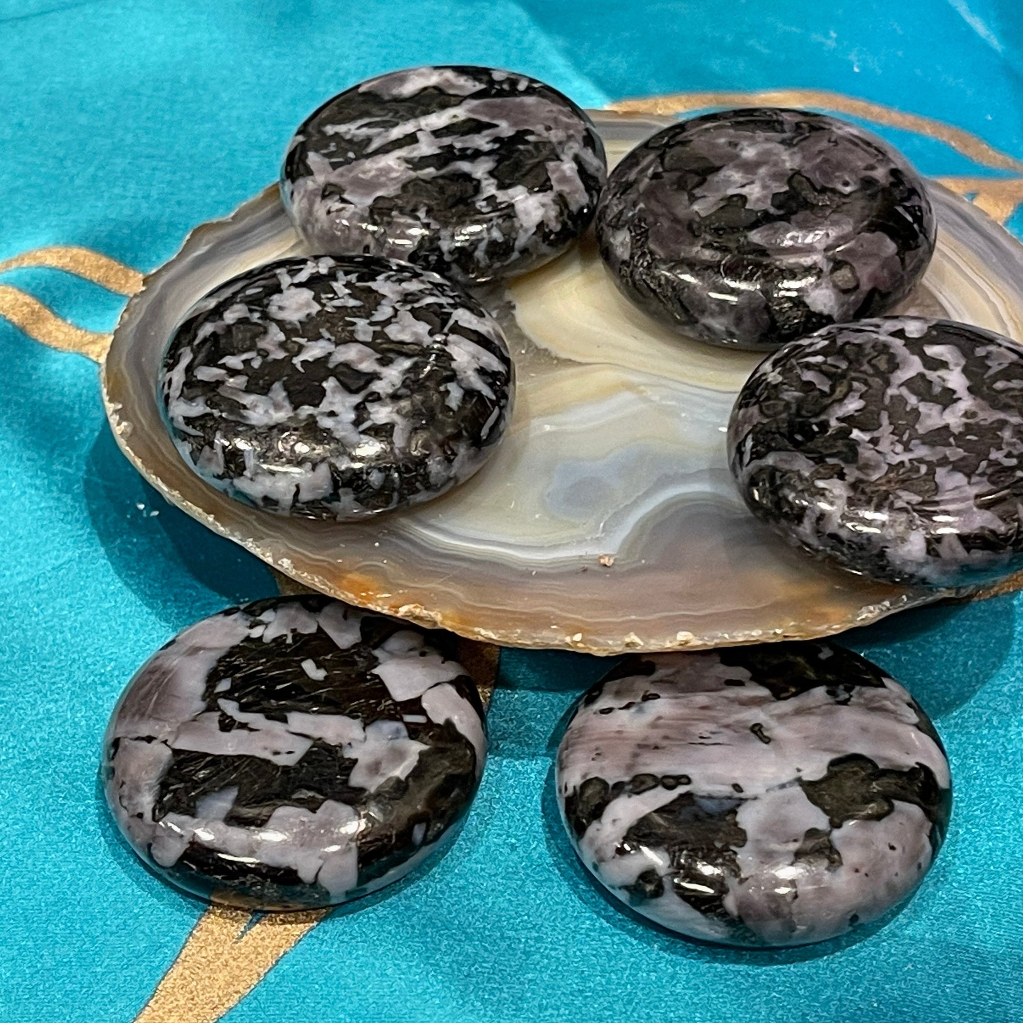 Merlinite Gabbro 1.5 Inch Flat Disc Carving