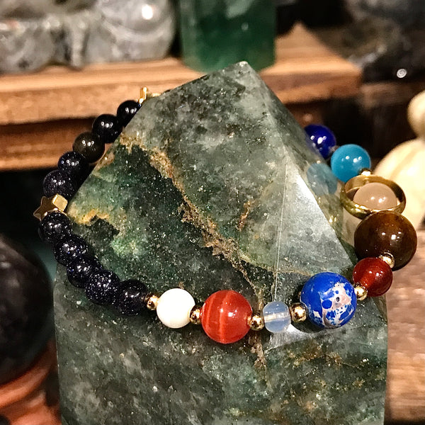 Solar System Gemstone Stretch Bracelet 7 Inches Long