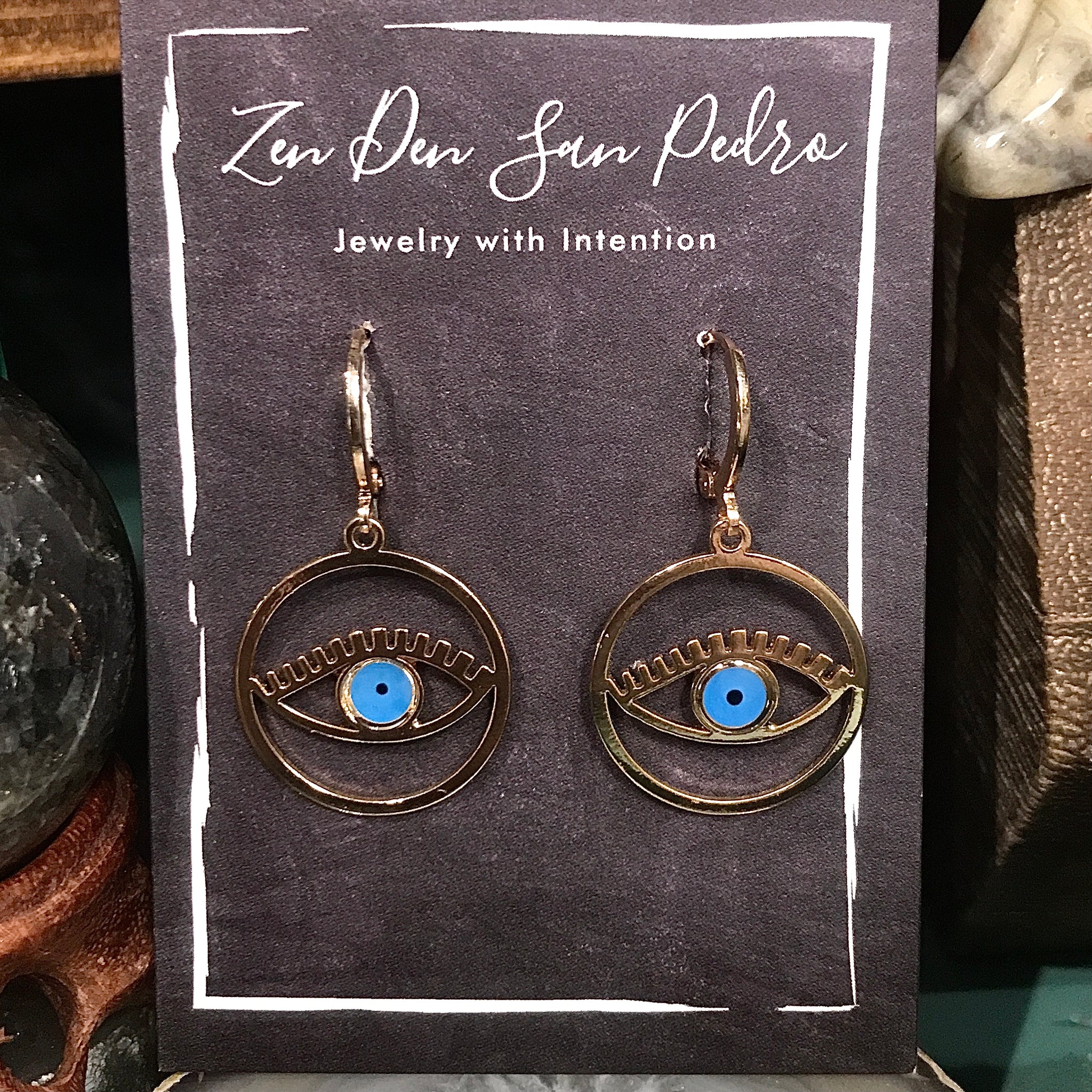 Evil Eye Gold Hoop Earrings