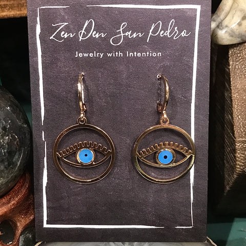 Evil Eye Gold Hoop Earrings