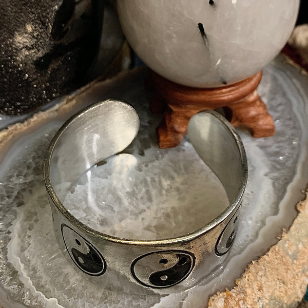 Yin Yang Pewter Cuff Bracelet