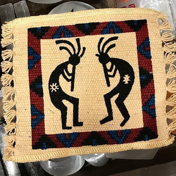 Kokopelli Mini Weaved Mat 5x6 Inches