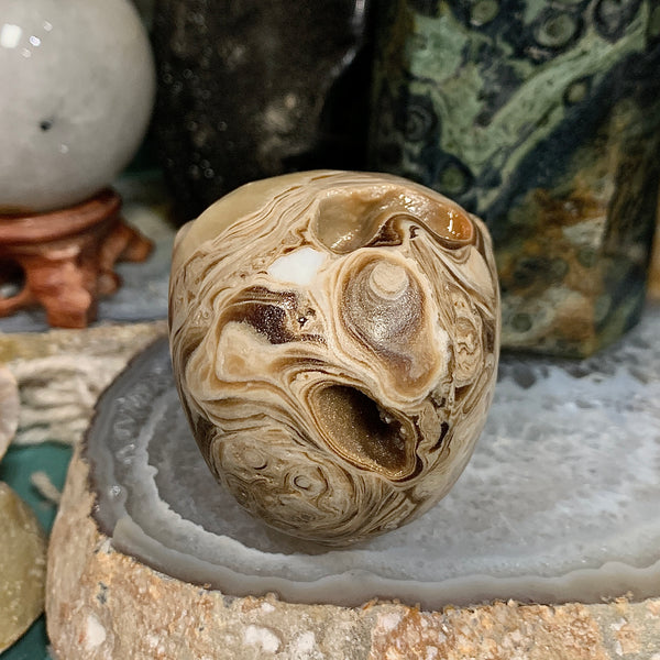 Chocolate Jasper Alien Head Carving