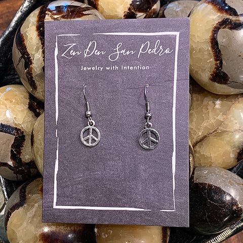 Peace Silver Plate Earrings