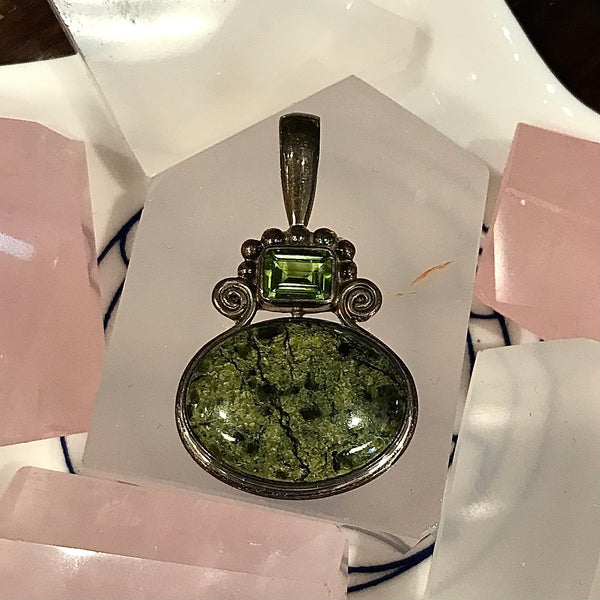 Sajen Peridot & Rhyolite Sterling Silver Pendant