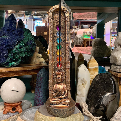 Standing Buddha chakra stone incense burner