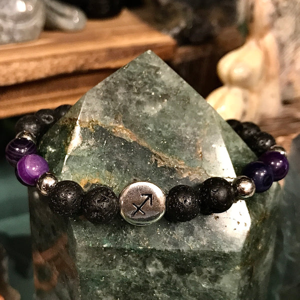 Zodiac Sign Horoscope Natural Stone Bracelet 7.5 Inches Long