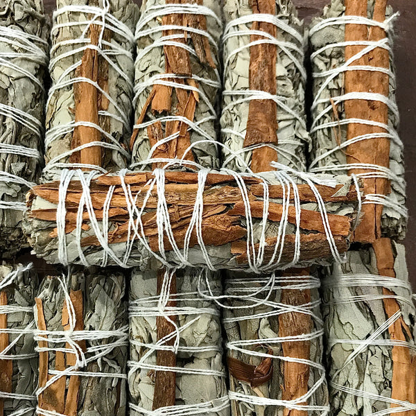 Cinnamon and White Sage Organic Smudge Sticks 4”