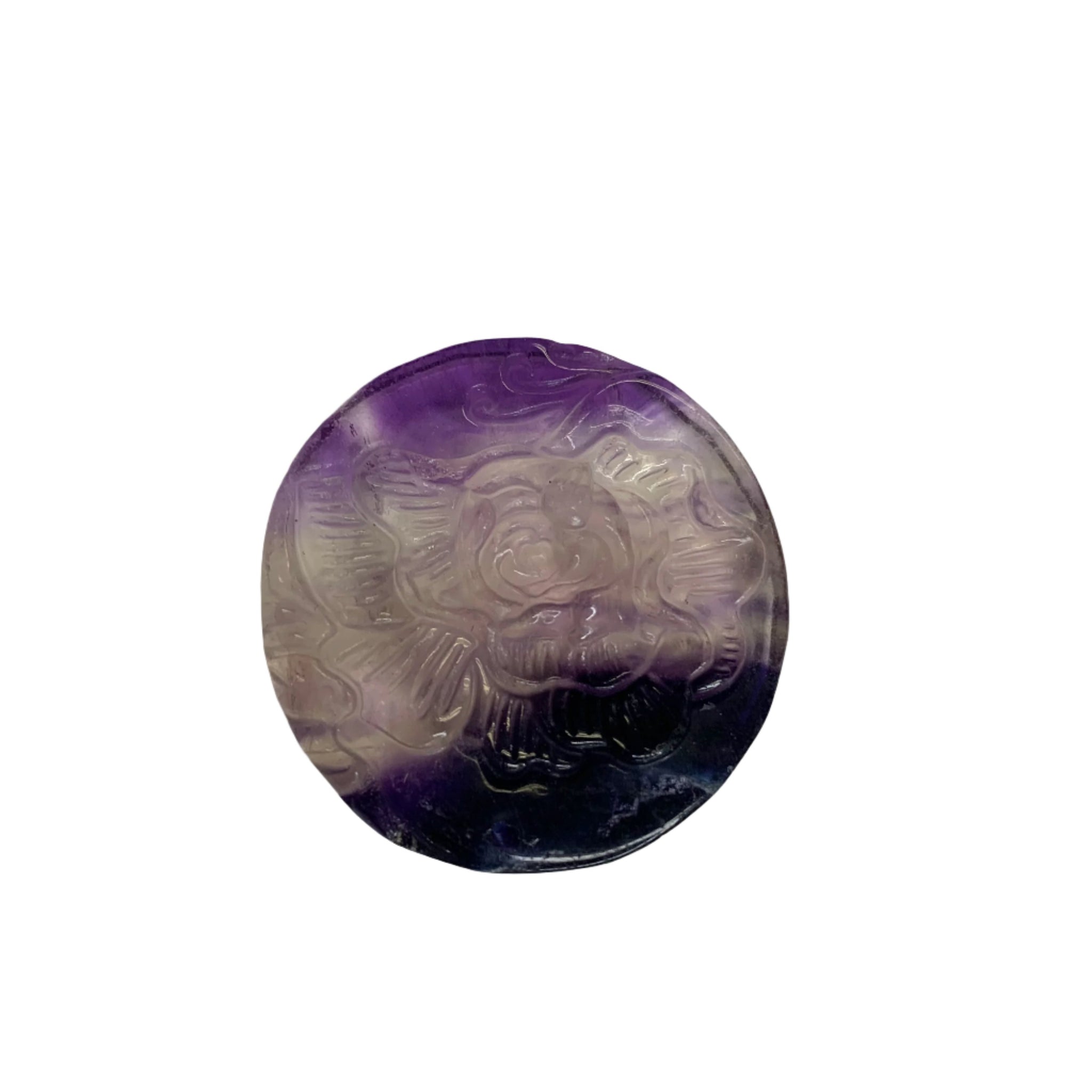 Fluorite Floral Round Back Carving