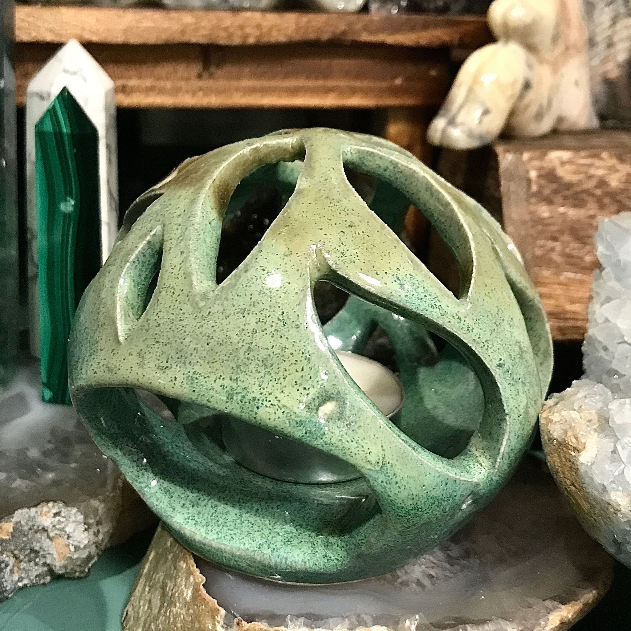 Luminary Round Glazed Mint Green