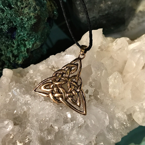 Celtic Weave Triangle Bronze Pendant Necklace