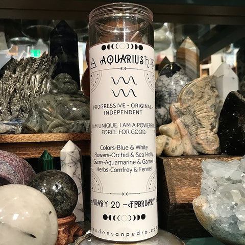 Aquarius Zodiac Pillar Candle by Zen Den