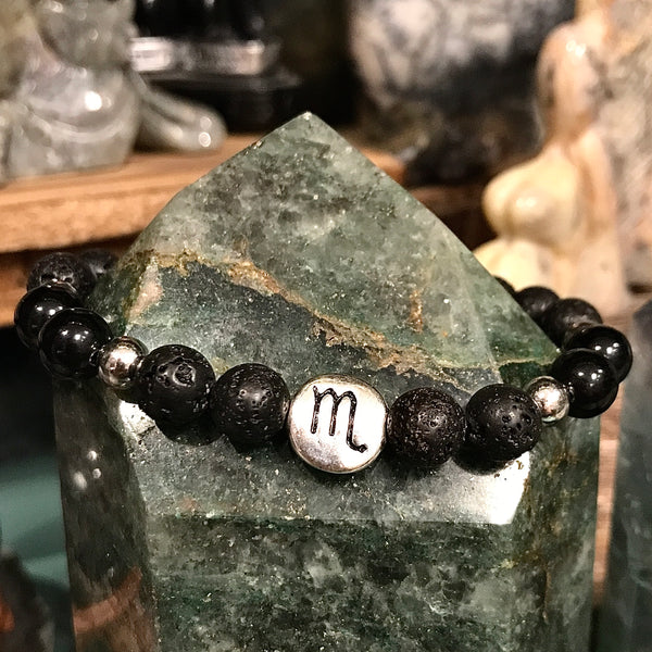 Zodiac Sign Horoscope Natural Stone Bracelet 7.5 Inches Long