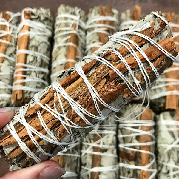 Cinnamon and White Sage Organic Smudge Sticks 4”