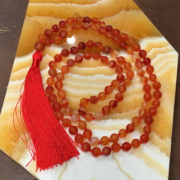 Carnelian 108 Bead Mala Necklace