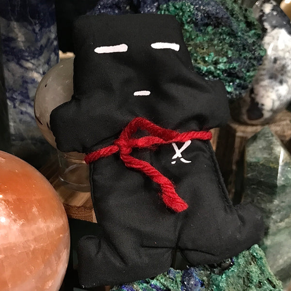 Black Cloth Voodoo Doll With Red String