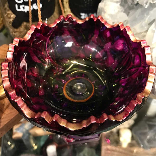 Purple Candy / Trinket Dish with Gold Trim