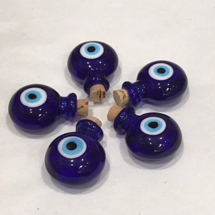 Evil Eye Round Glass Cork Stop Bottle 1.5”