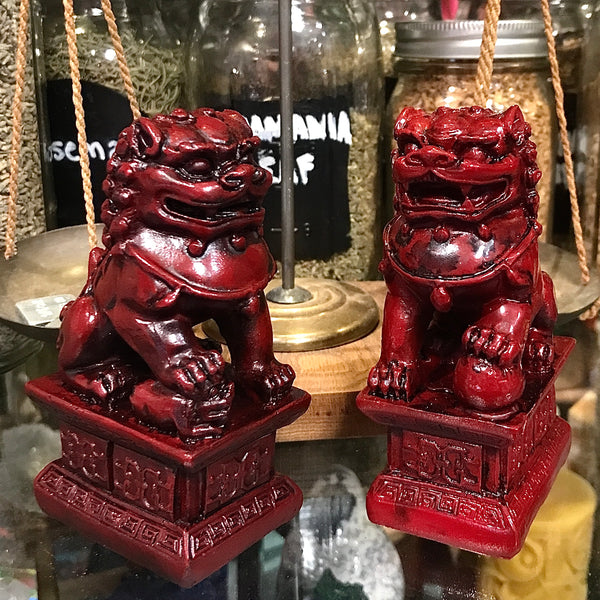 Fu Dog Statue Pair Red 4 Inch
