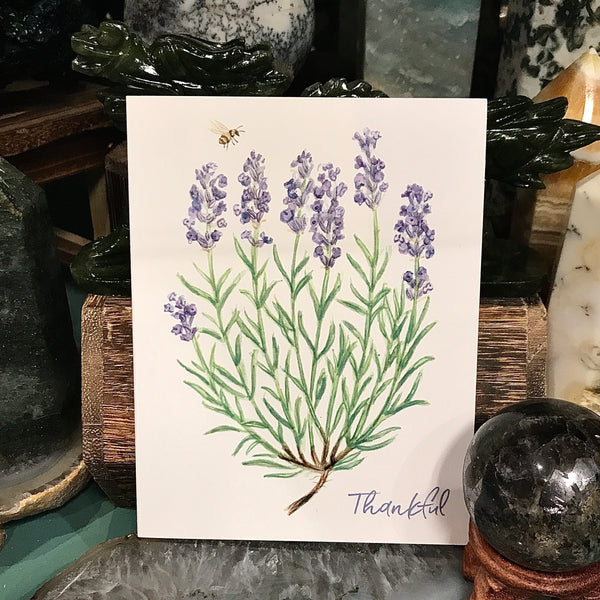 Lavender Thankful Blank Card by Ingrid Press
