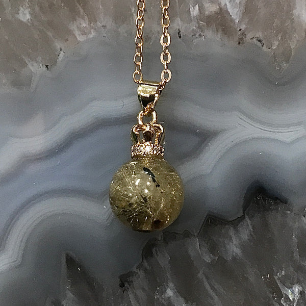 Golden Rutile Quartz Pendant Necklace