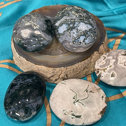 Moss Agate Palm Stone