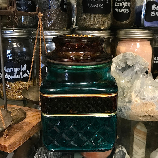 Golden Daisy Top Apothecary Jar with Lid