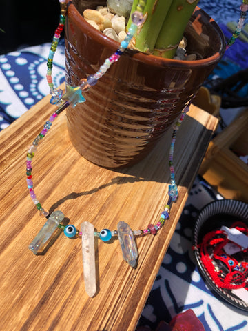 Beaded Rainbow Crystal Necklace