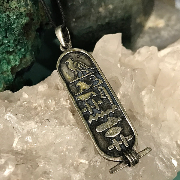 Cartouche Pewter Pendant Necklace