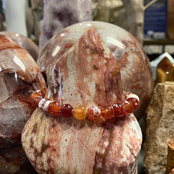 Fire Agate 8mm Stackable Stretch Bracelet