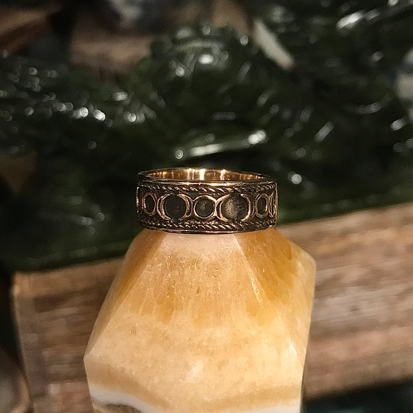 Moon Phase Bronze Band Ring