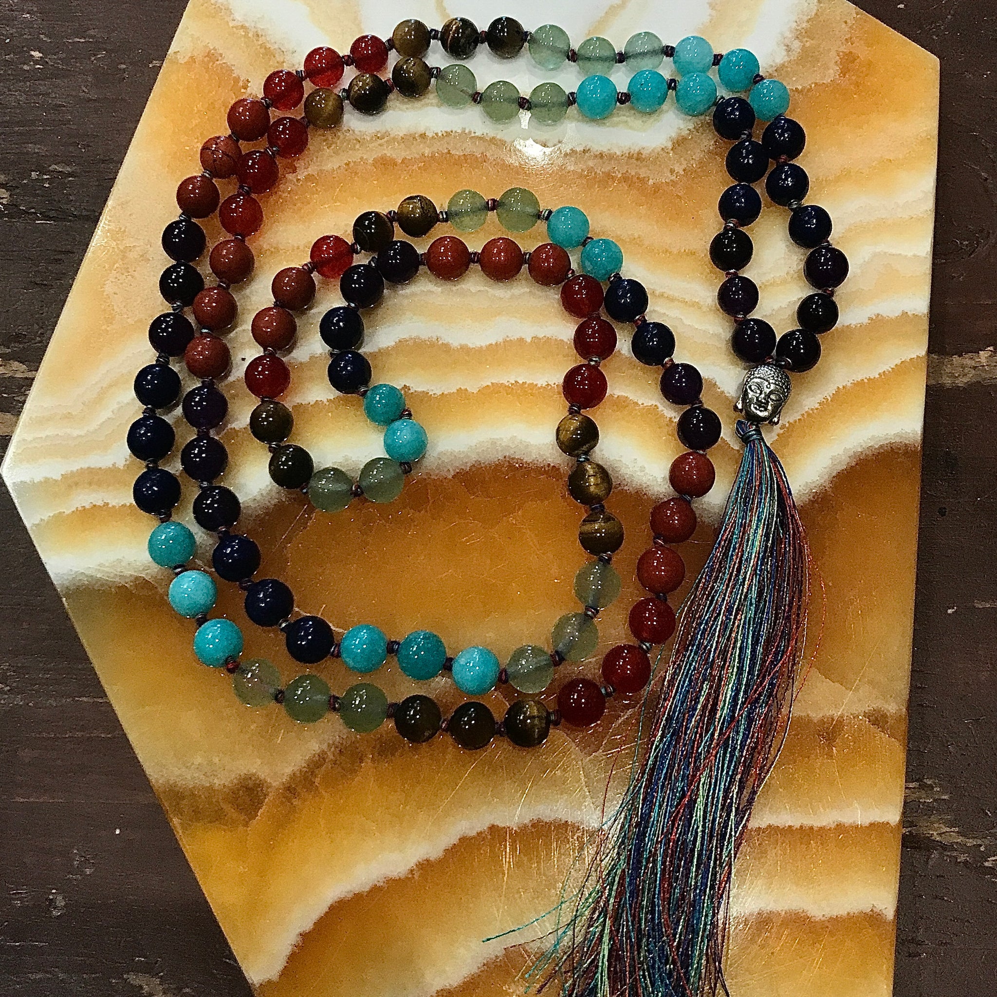 Multi Gemstone 108 Bead Mala Necklace