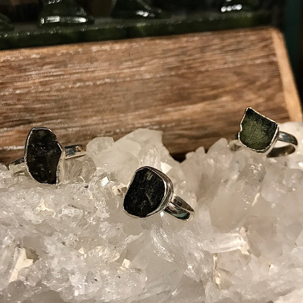 Moldavite Sterling Silver Ring