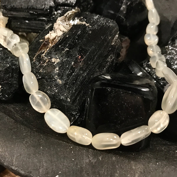 Moonstone Oval Bead 18 Inch Necklace