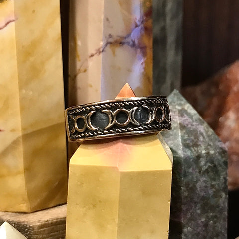 Triple Moon Bronze Ring Sz 9.5