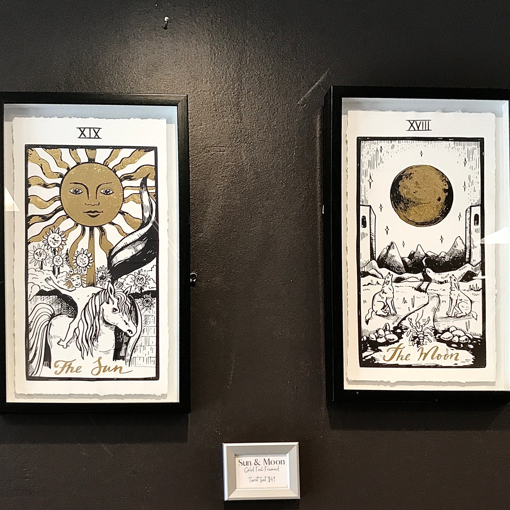 Tarot Sun and Moon Framed Gold Foil Set