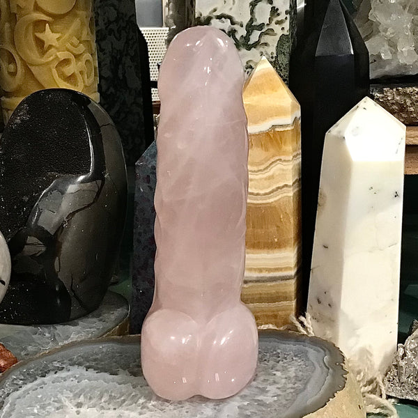 Rose Quartz Phallus Carving 7 inch