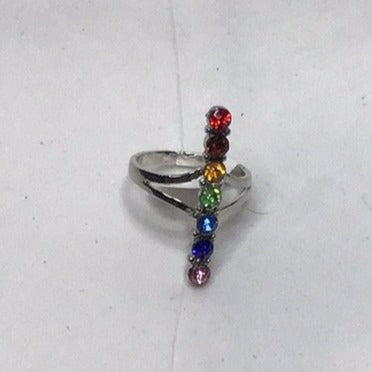 Chakra Ring Flat CZ 7-stone Adjustable