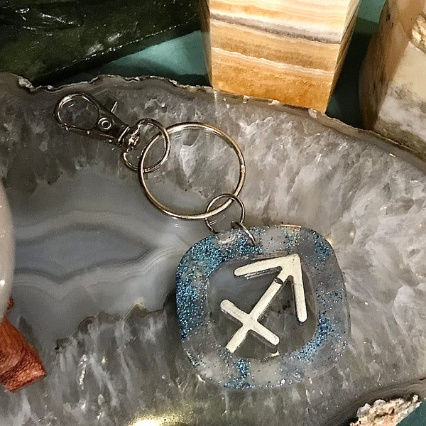 Sagittarius Resin Zodiac Glitter Keychains