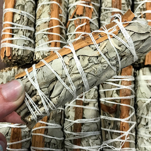 Cinnamon and White Sage Organic Smudge Sticks 4”