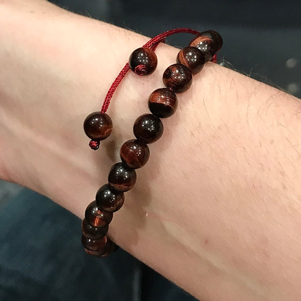 Red Tiger Eye 6mm Macrame Closure Bracelet