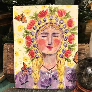 Butterfly Woman Blank Card by Ingrid Press