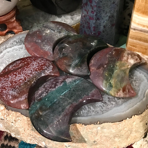 Ocean Jasper Moon Carving