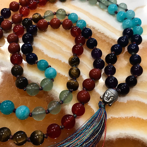 Multi Gemstone 108 Bead Mala Necklace