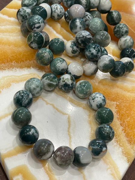 Tree Agate Stackable Bracelet 12mm Round