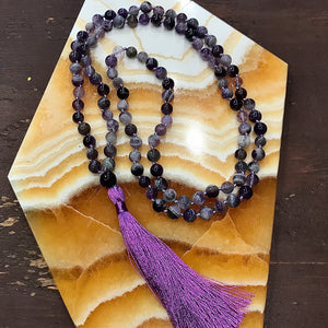 Amethyst Mala Prayer 108 Bead Necklace