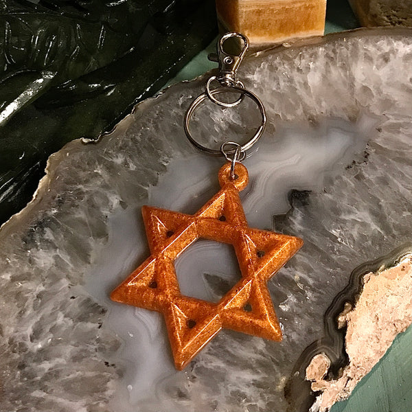 Star of David (Orange) Resin Keychains